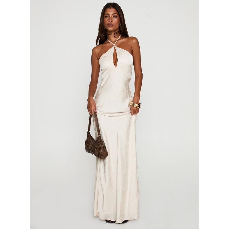 Limosina Halter Maxi Dress Champagne