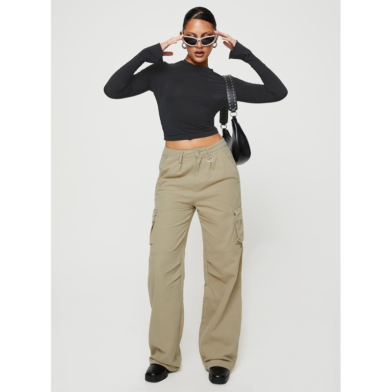 Paige Mid Rise Cargo Jean Sage