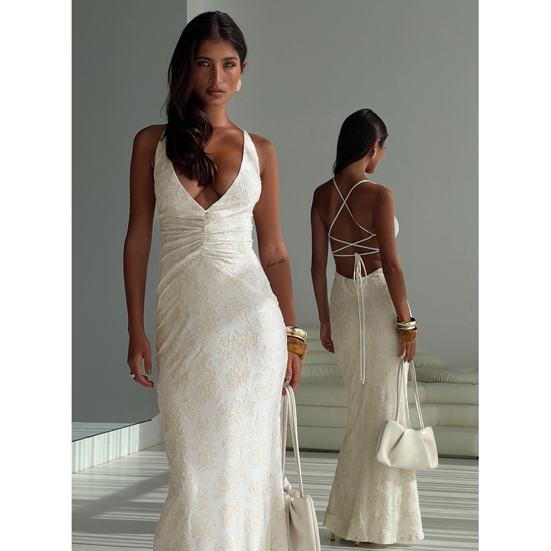 Starcrossed Halter Maxi Dress Cream