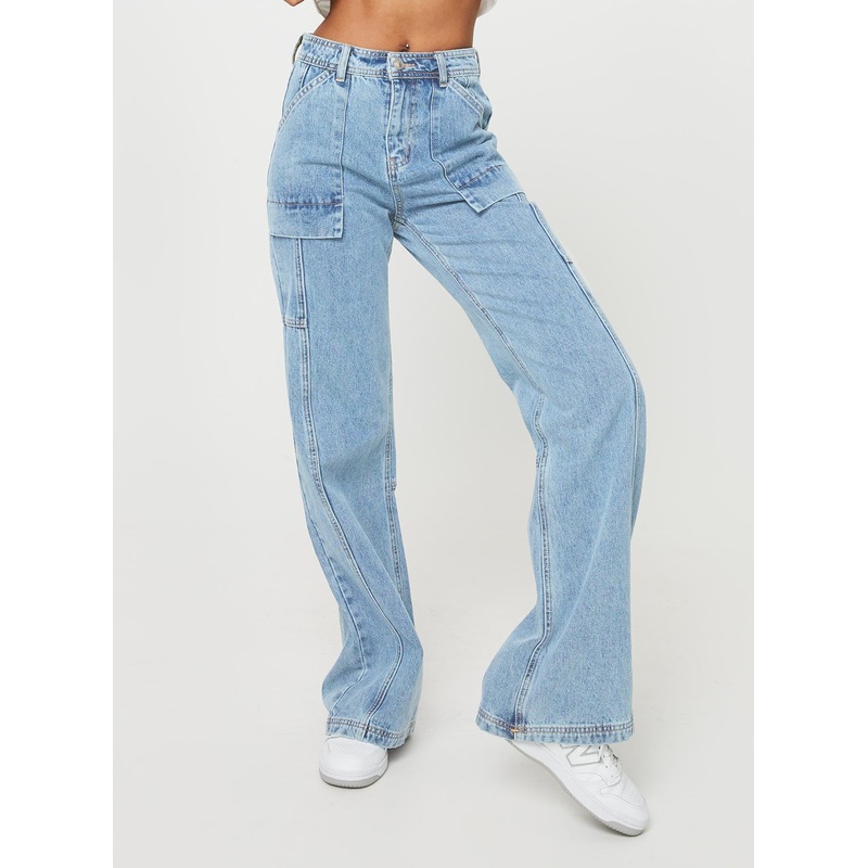 Chad Cargo Jeans Mid Wash Denim