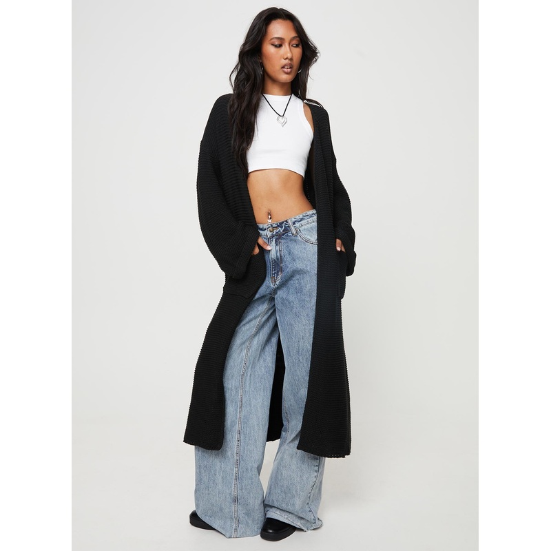 Finneas Longline Cardigan Black