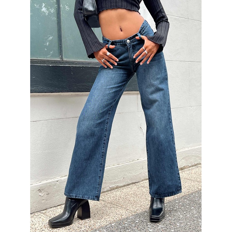Karol V-waist Jeans Dark Wash Denim