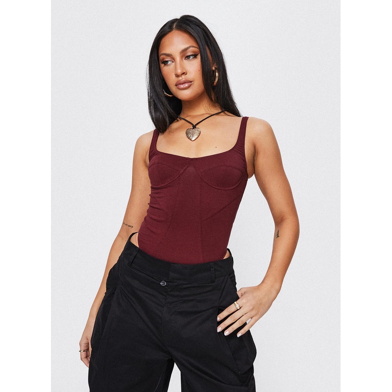 Je Taime Bodysuit Burgundy