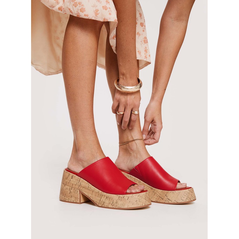 Jessica Mule Heels Red