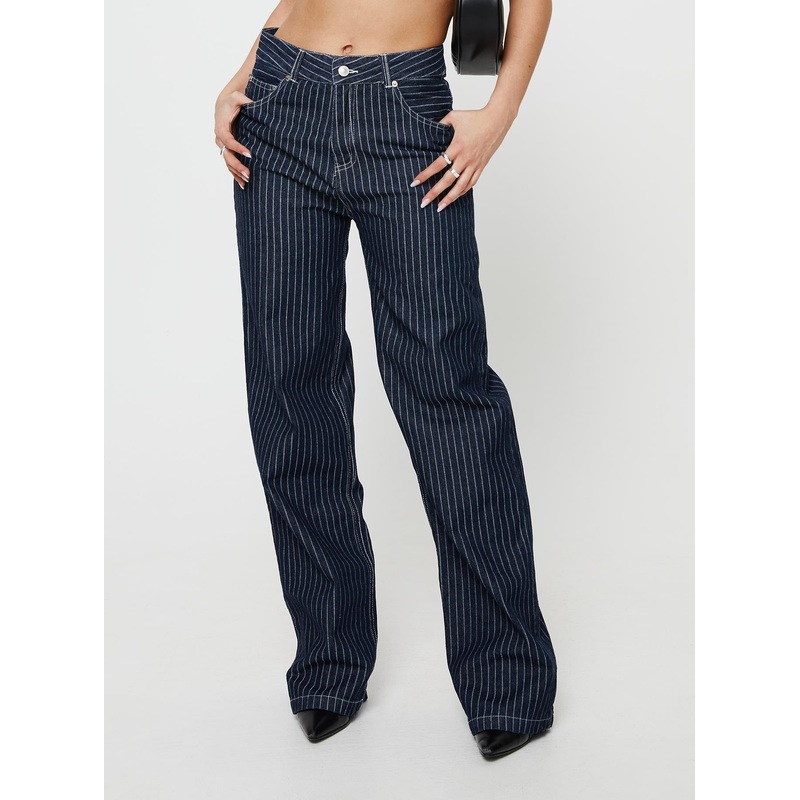 Rathlyn Pinstripe Jeans Dark Denim