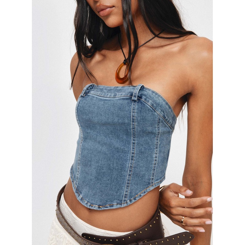Alexian Strapless Top Denim
