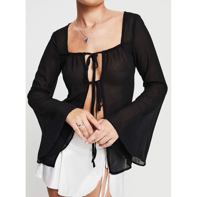 Avona Long Sleeve Top Black
