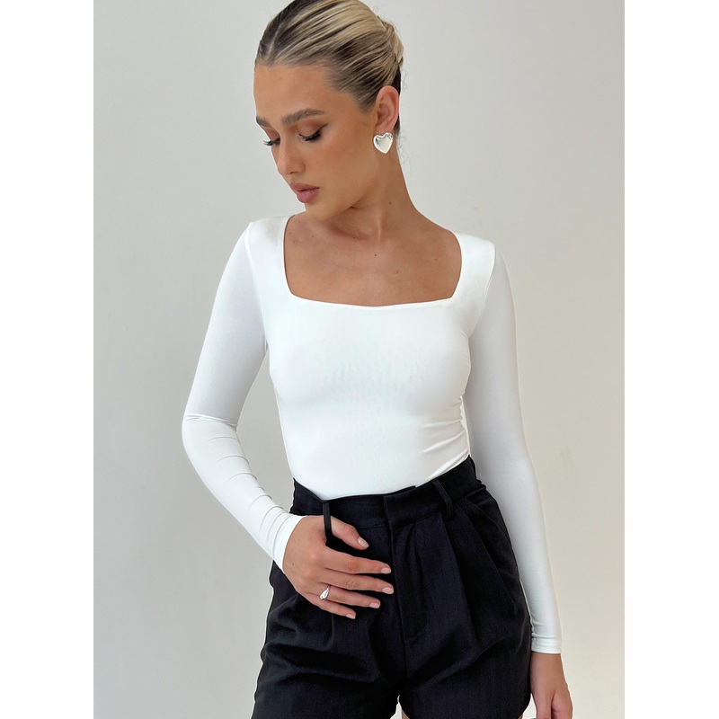 Crasey Long Sleeve Bodysuit White