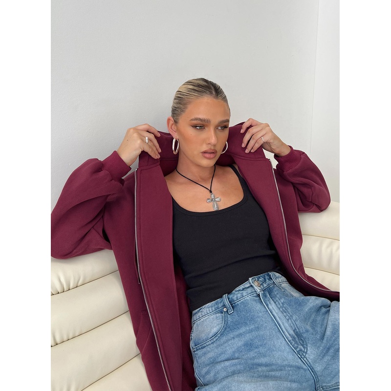 Florida Zip Up Sweater Burgundy