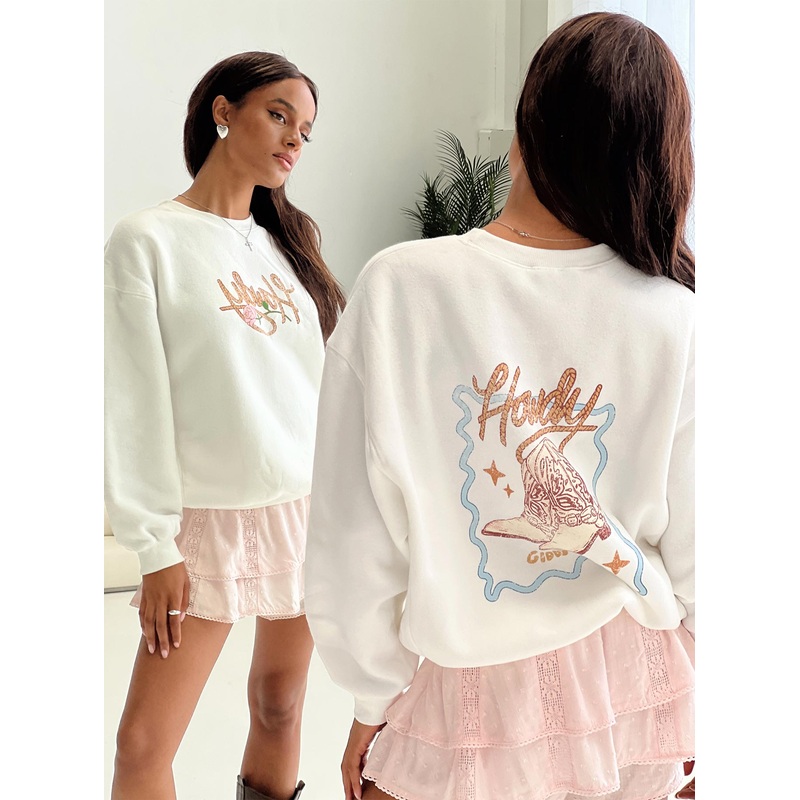 Roped In Crew Neck Sweatshirt White