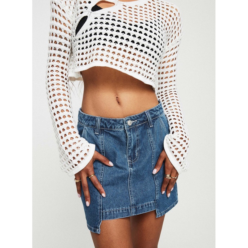 Trevina Denim Mini Skirt Mid Wash