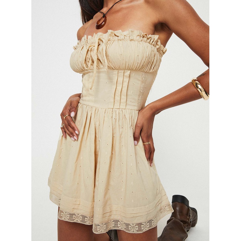 Vip Strapless Romper Beige