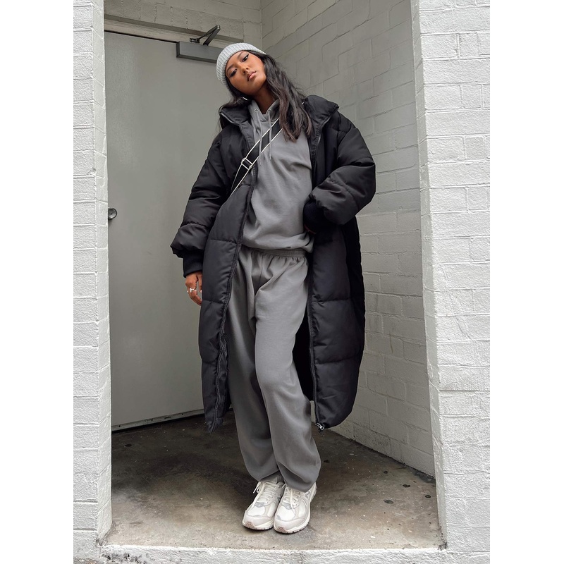 Abe Longline Puffer Jacket Black