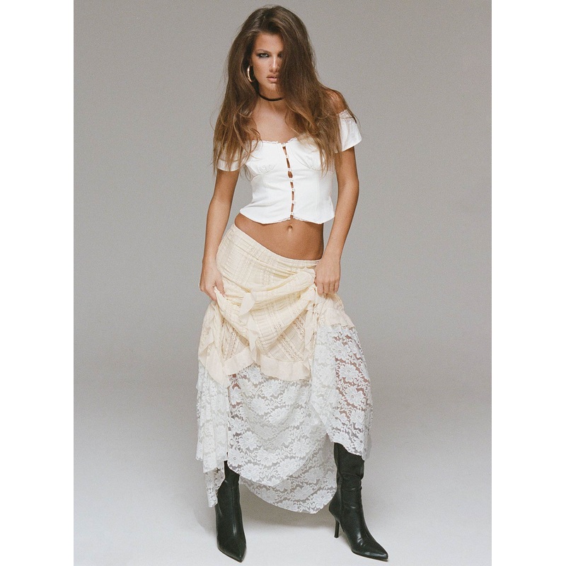Astryd Lace Maxi Skirt Cream