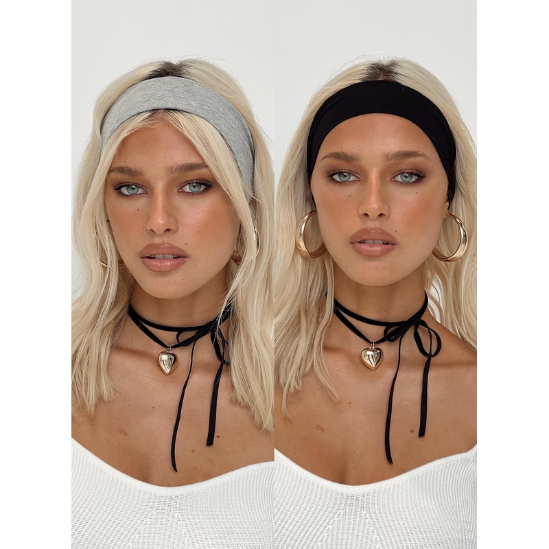 Candy Swirl Headband Set Black / Grey