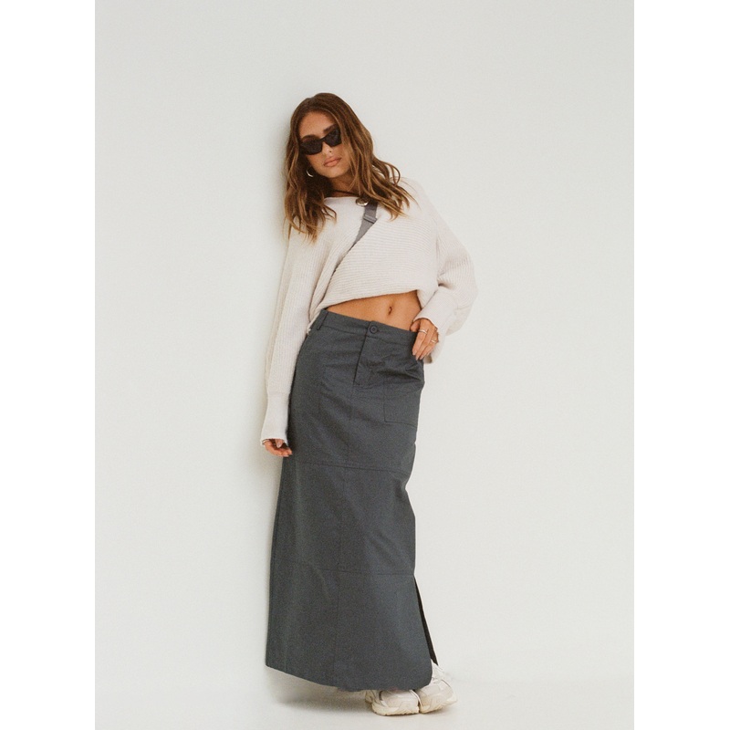 Devine Cargo Maxi Skirt Slate