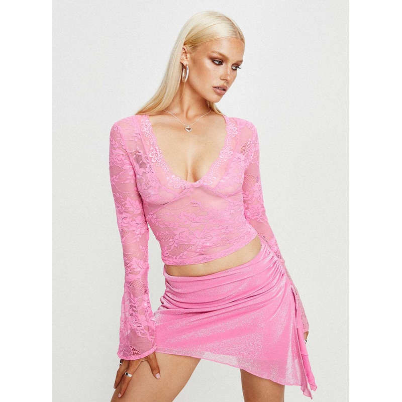 Donelli Asymmetric Mini Skirt Pink