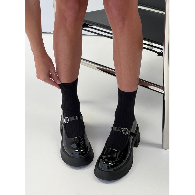 Ellie Mary Jane Heels Black Patent