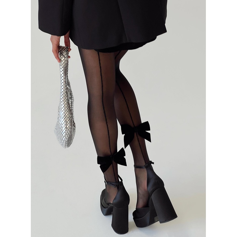 Lyndzie Bow Stockings Black