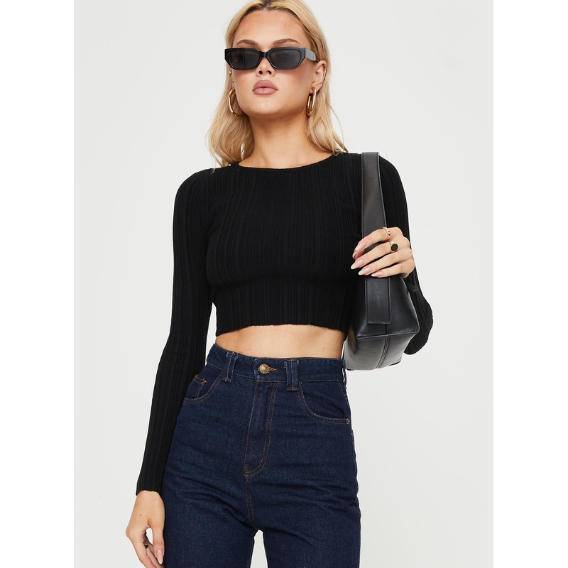 Ameera Long Sleeve Top Black