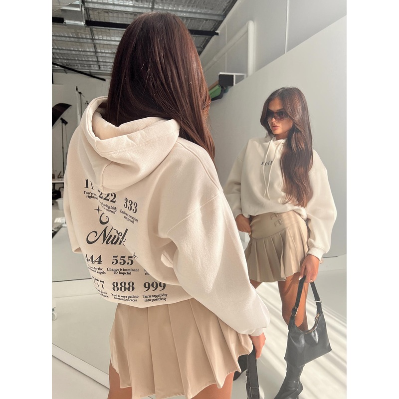 Angel Numbers Hooded Sweatshirt Bubble Text Stone / Slate