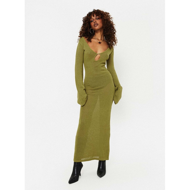 Balart Long Sleeve Maxi Dress Green