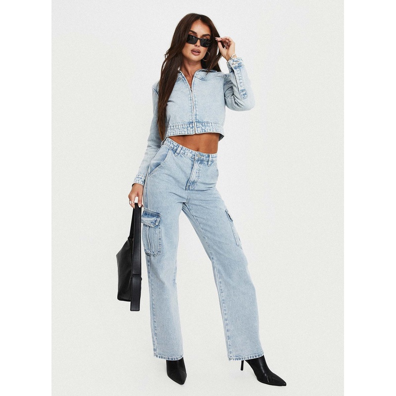 Belgrove Cargo Jeans Snow Wash Denim