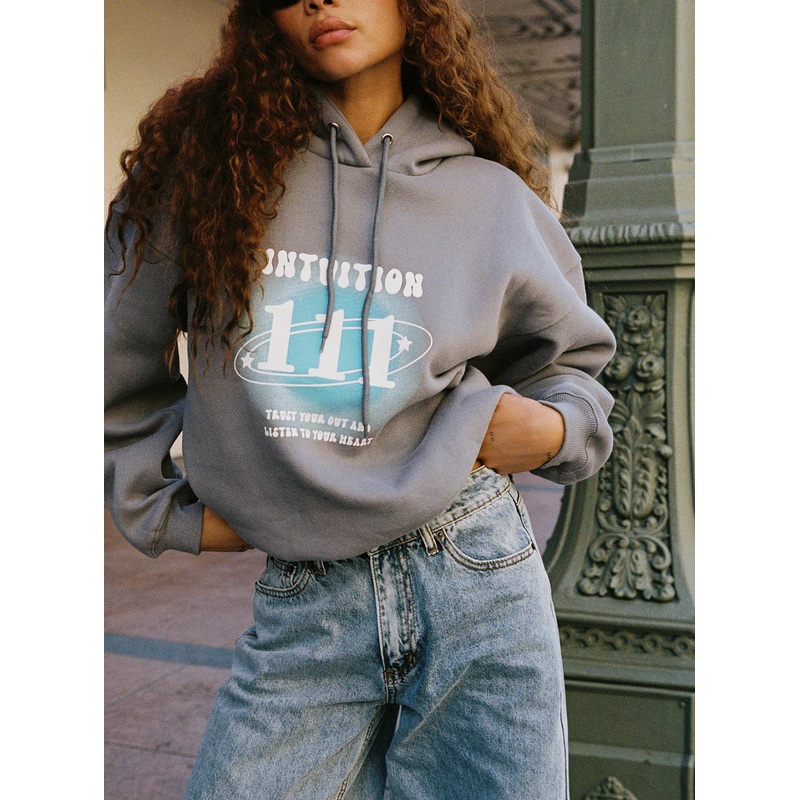 Intuition Hooded Sweatshirt Bubble Text Charcoal
