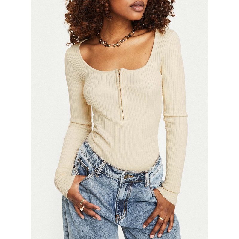Zuma Long Sleeve Bodysuit Beige