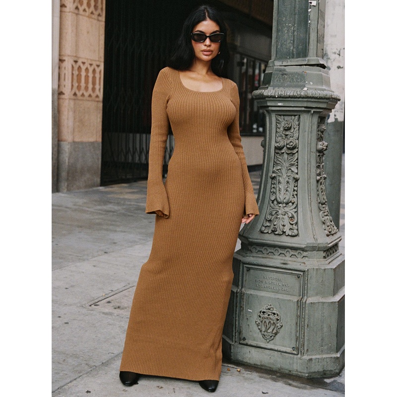 Brownhall Long Sleeve Maxi Dress Mocha