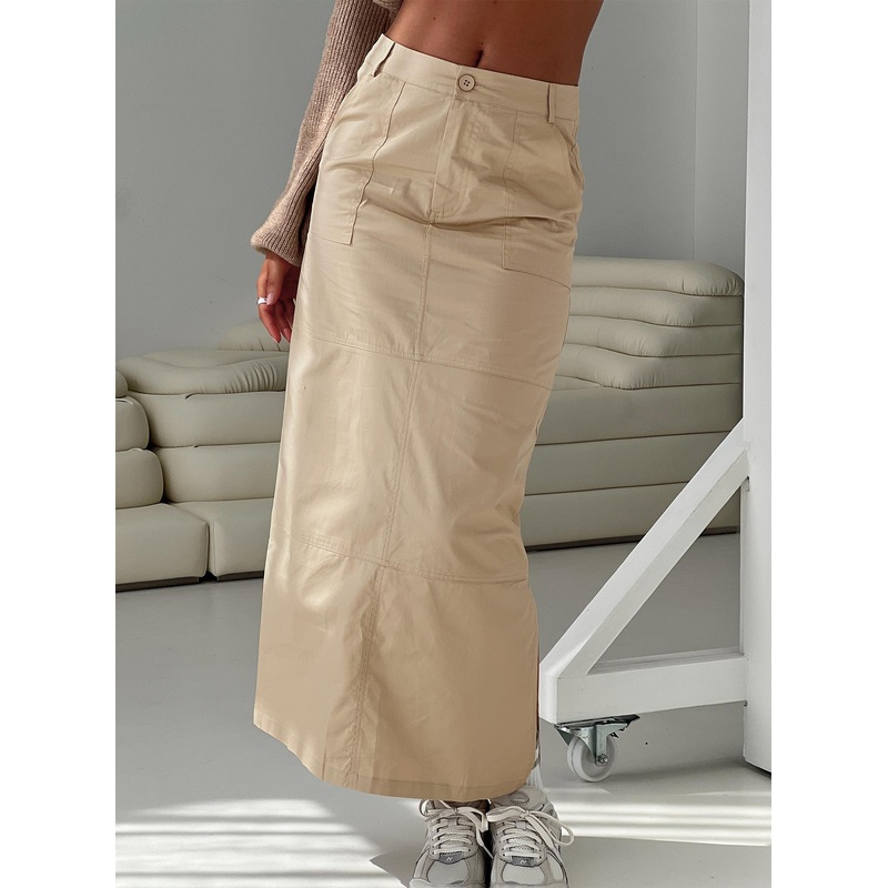 Devine Cargo Maxi Skirt Stone