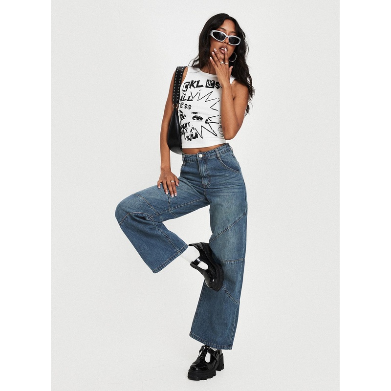 Frenta Moto High Waisted Jean Rebel Blue