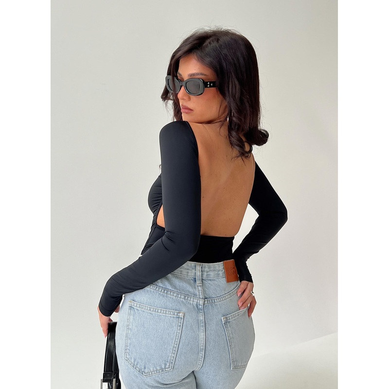 Gatewood Long Sleeve Bodysuit Black Petite