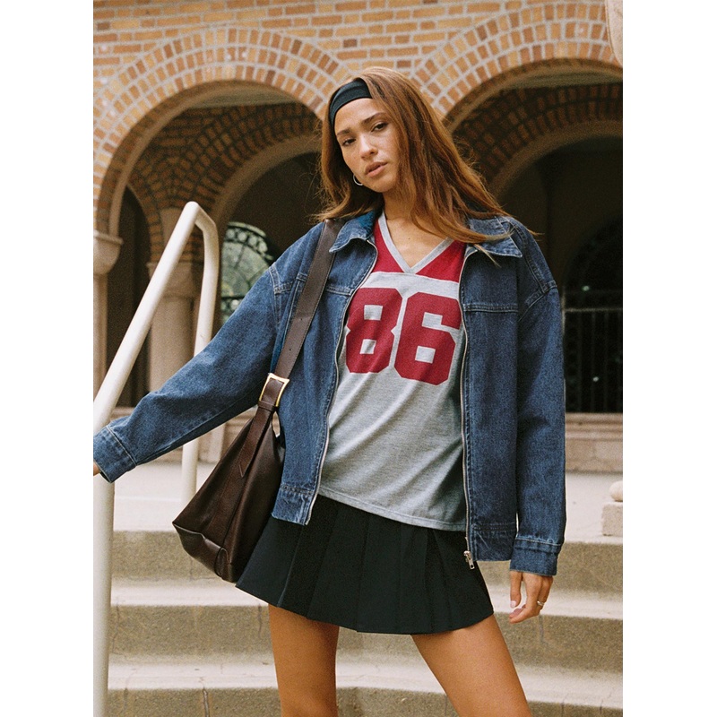 Goldsmith Denim Bomber Jacket Mid Wash