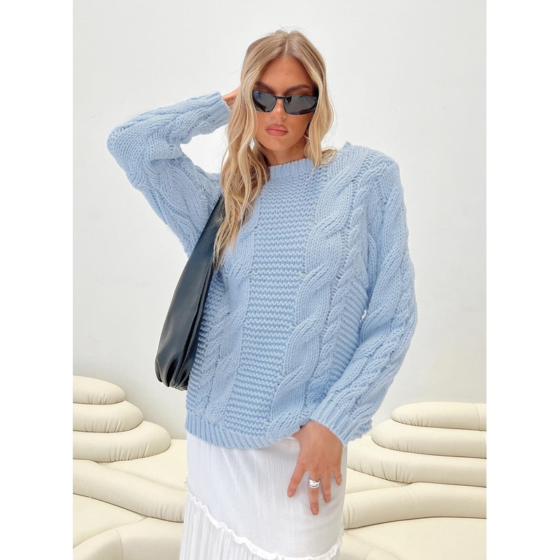 Ellison Cable Knit Sweater Light Blue