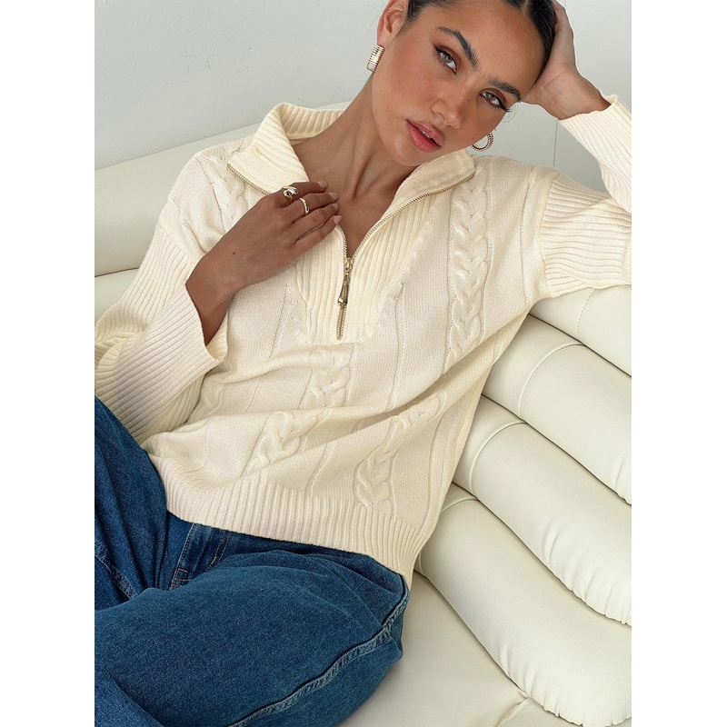Makai Cable Knit Sweater Cream