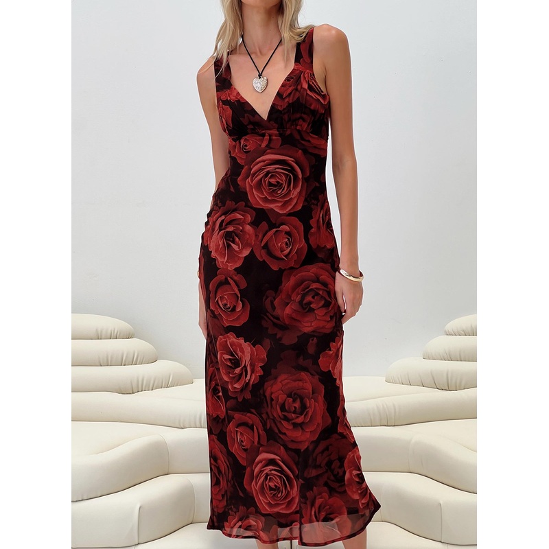 Maysa Rose Maxi Dress Black / Red