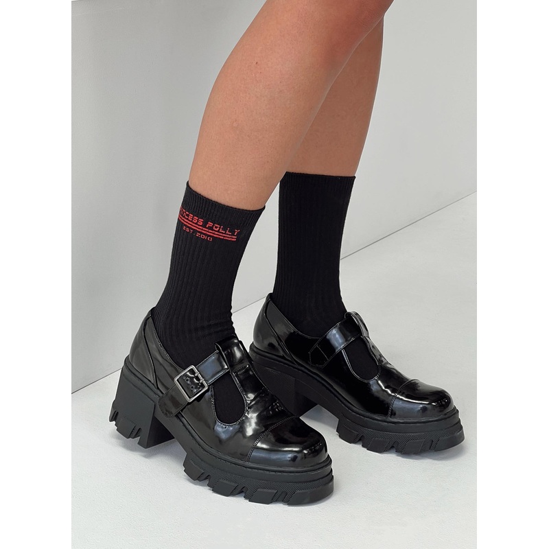 Princess Polly Crew Socks Black / Red