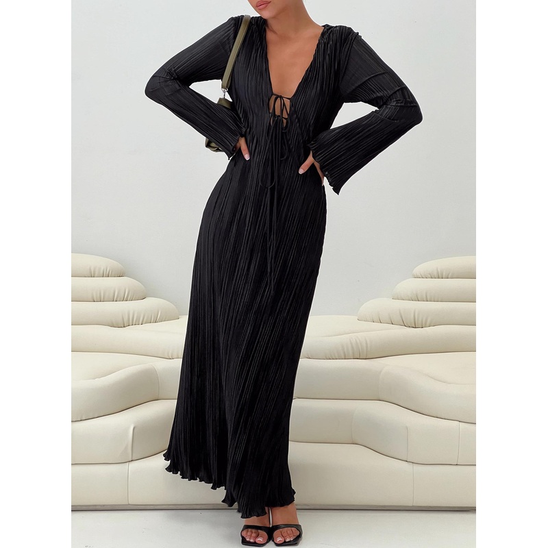 Russek Long Sleeve Maxi Dress Black