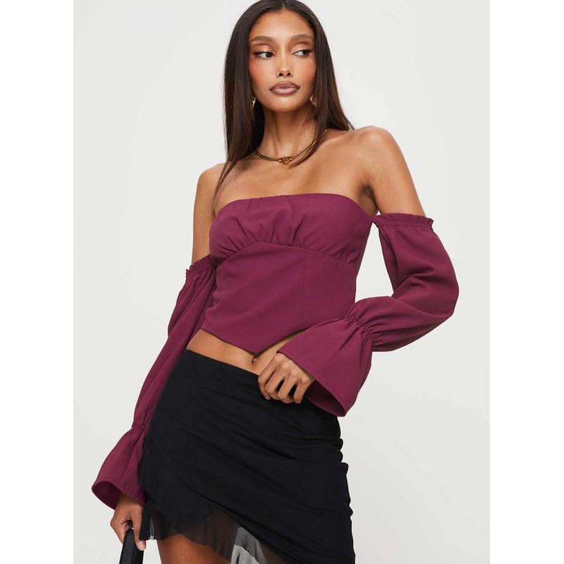 Siple Off The Shoulder Top Wine