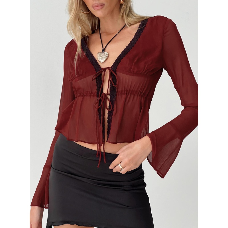 Taliyah Long Sleeve Top Burgundy