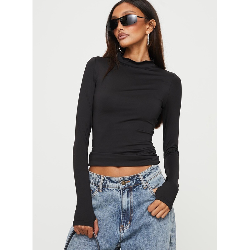 Barrelle Long Sleeve Top Black