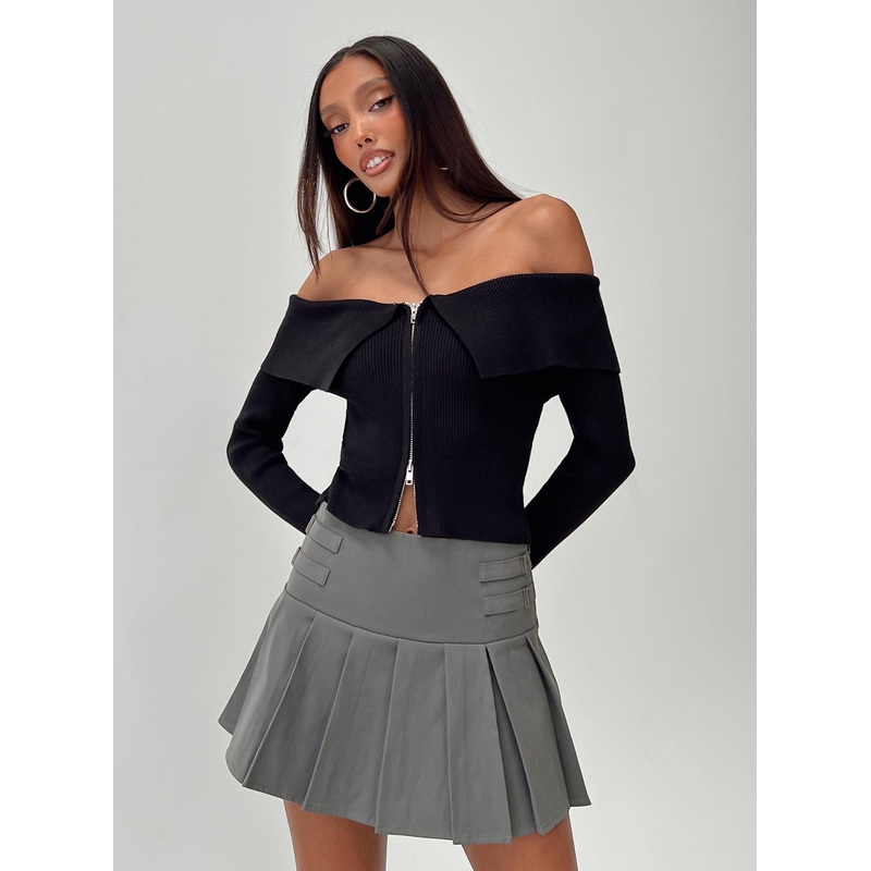 Kaelyn Zip Front Sweater Black