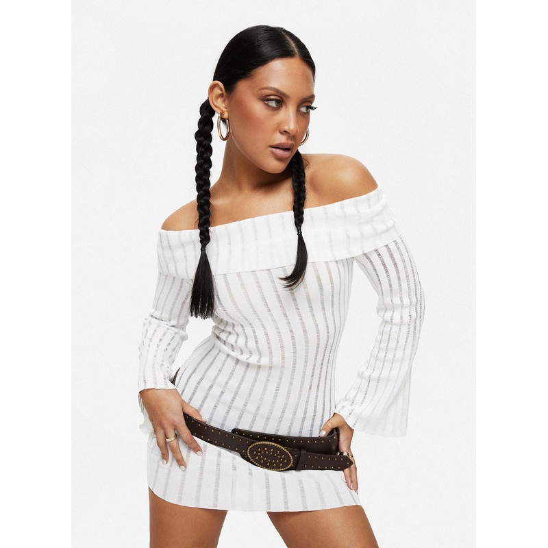 Sorrel Off The Shoulder Mini Dress White