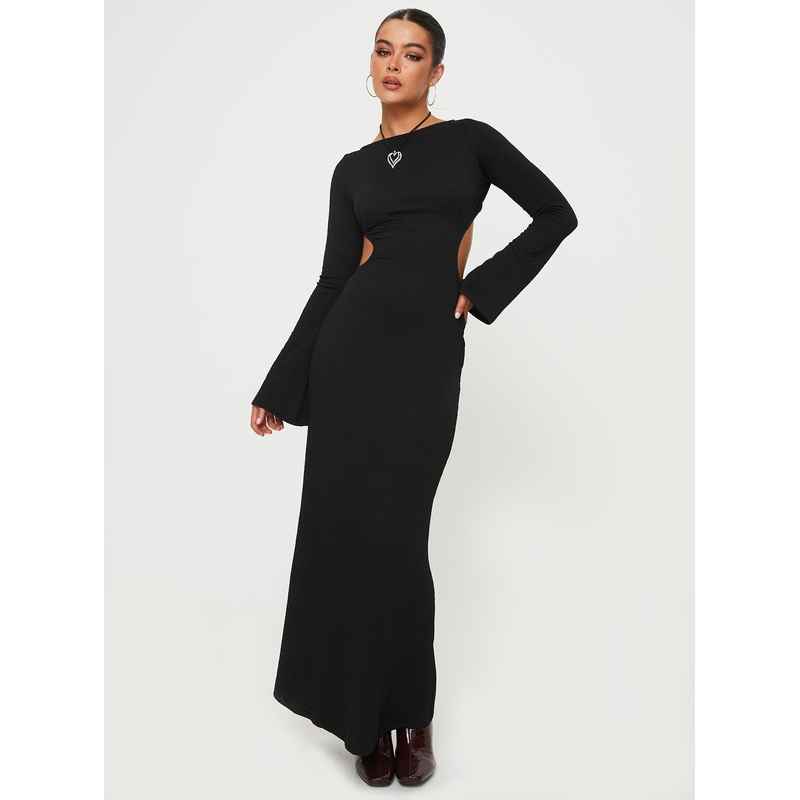 Bordelle Long Sleeve Maxi Dress Black