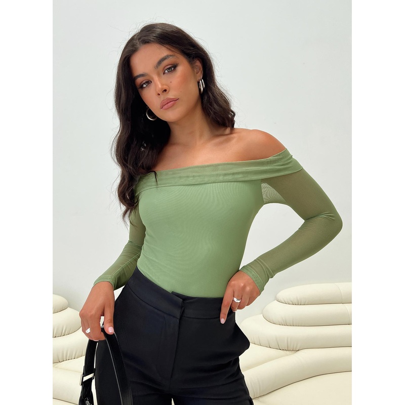 Doza Off The Shoulder Bodysuit Green