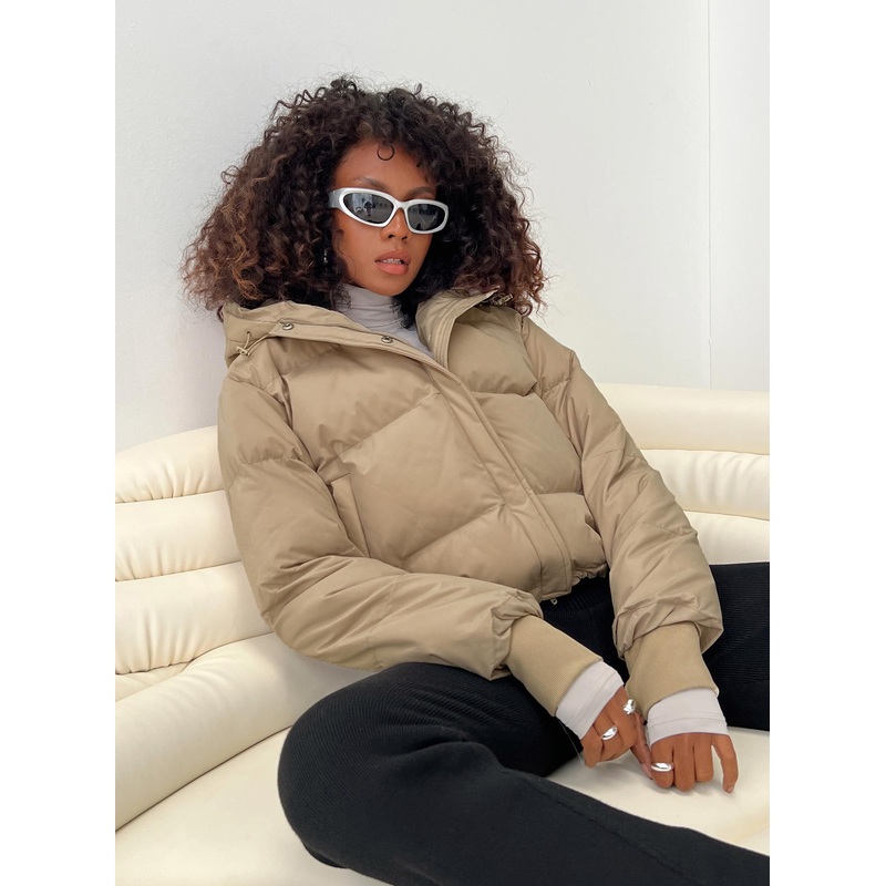 Morrie Hooded Puffer Jacket Latte