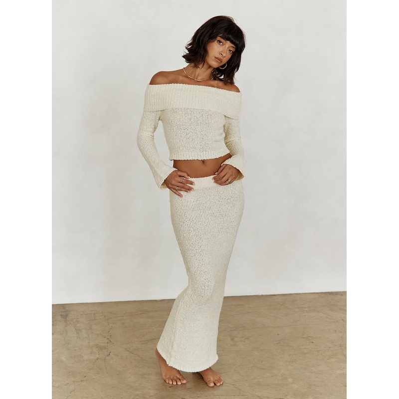 Snuggle Boucle Maxi Skirt Cream