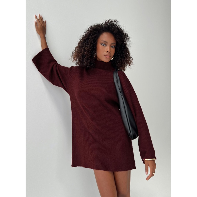 Sonelle Knit Mini Dress Burgundy