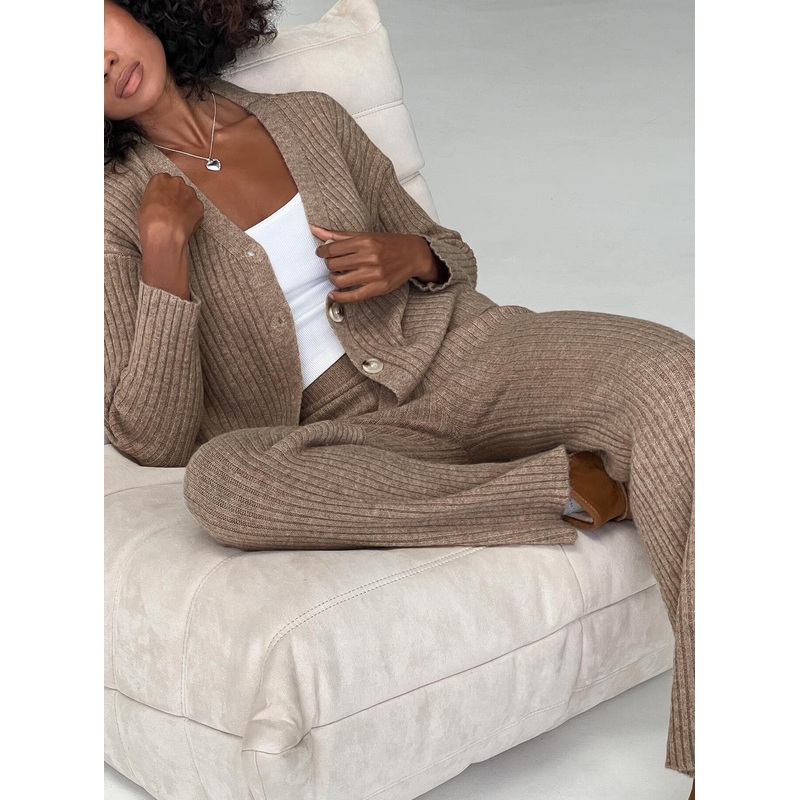 Yang Wide Leg Knit Pants Brown